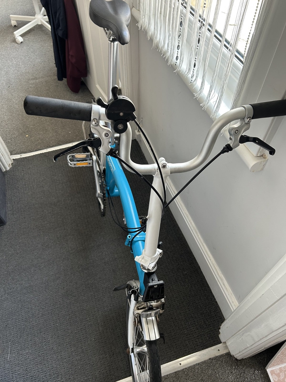 Brompton Folding Bike 3-Speed Blue - White