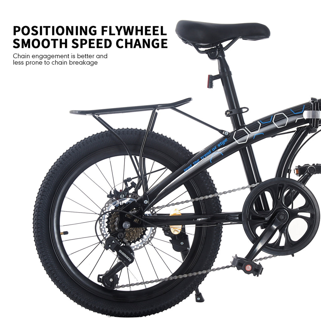 Folding Bicycle 20 Inch Bikes for Adults 7-Speed Variable Foldable City Bicycle