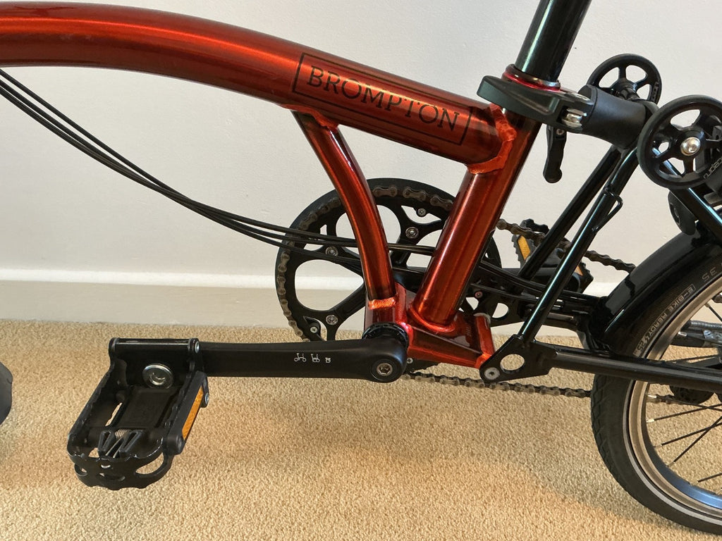 Brompton C Line Flame Red Lacquer low bar 6 speed