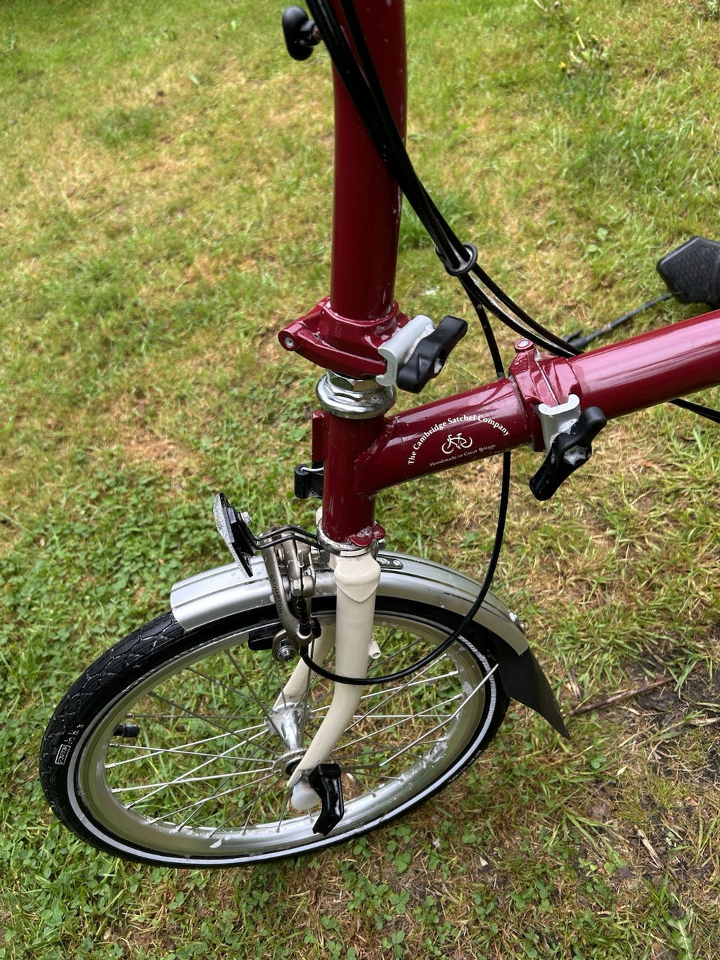 Brompton x Cambridge Satchel Folding Bike 3-Speed Red - Special Edition