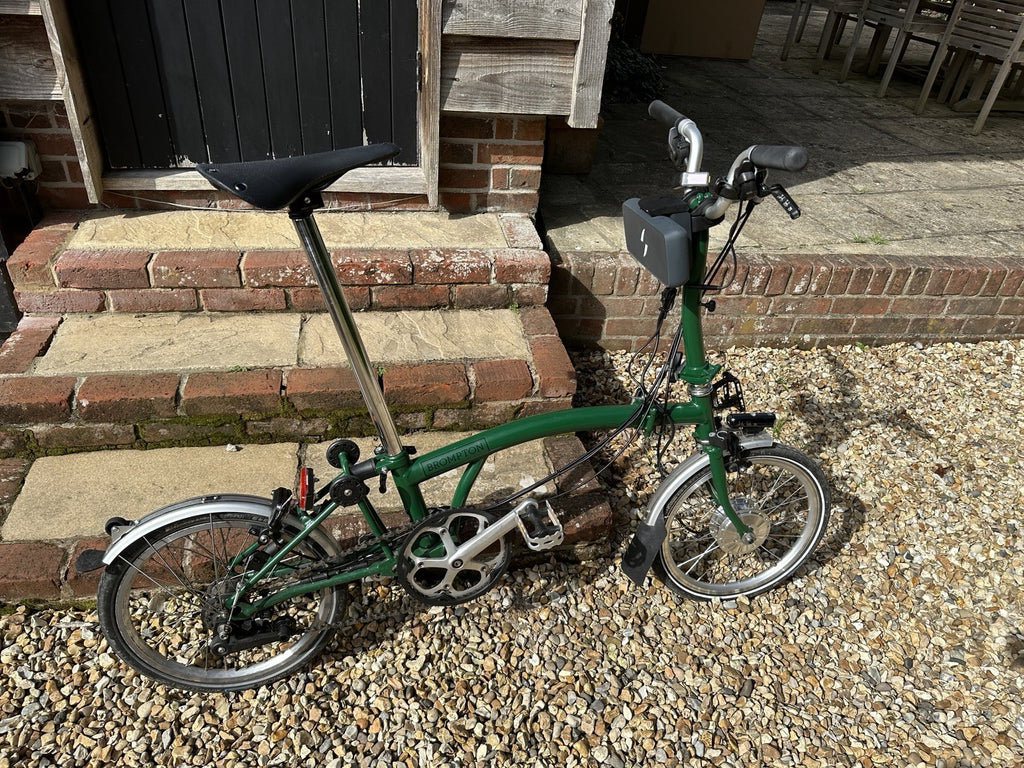 Green Brompton with Swytch Max++ Power Kit