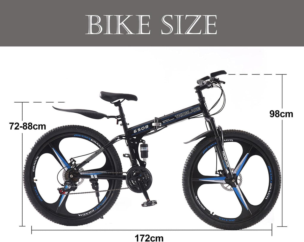 Foldable 26" Mountain Bike 21-Speed Dual Suspension Off-Road MTB