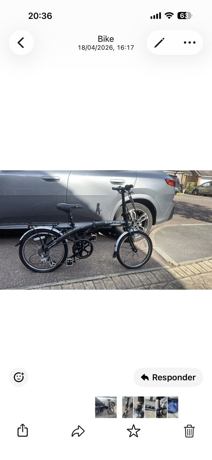 Carrera Folding Bike 20in Medium Black/Silver V-Brake Rack Mudguards Bell