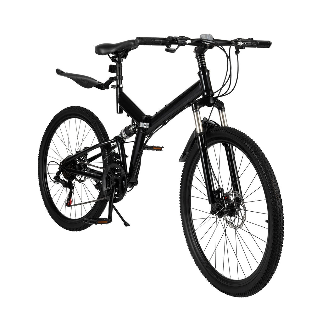 21-Speed Folding Mountain Bike Foldable Bicycle 26" Portable Adult Mountain Bike