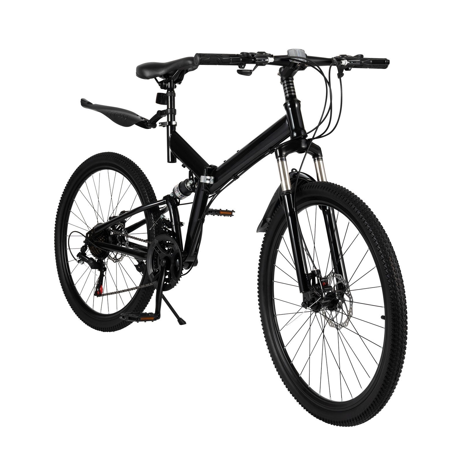 21-Speed Folding Mountain Bike Foldable Bicycle 26" Portable Adult Mountain Bike