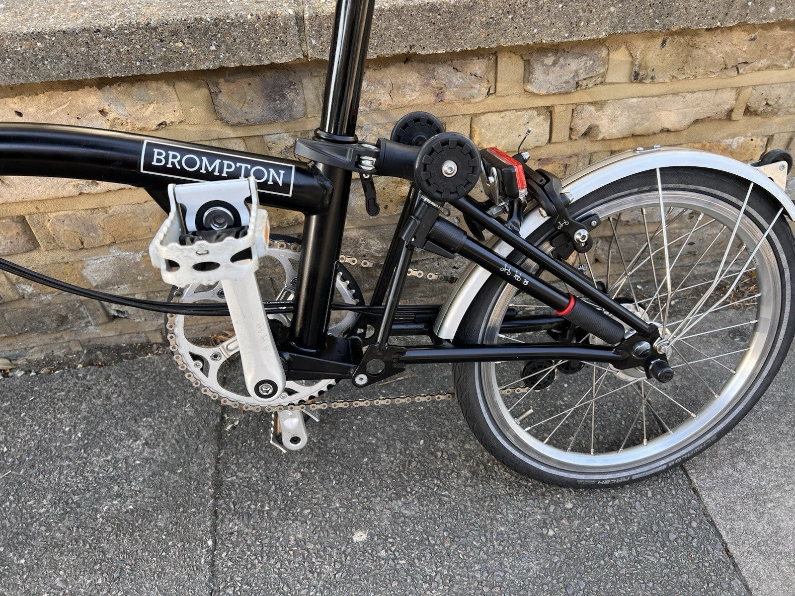 Brompton 16in Folding Bike Black/Silver, Mudguards; 6 speed, c2020 C-Line