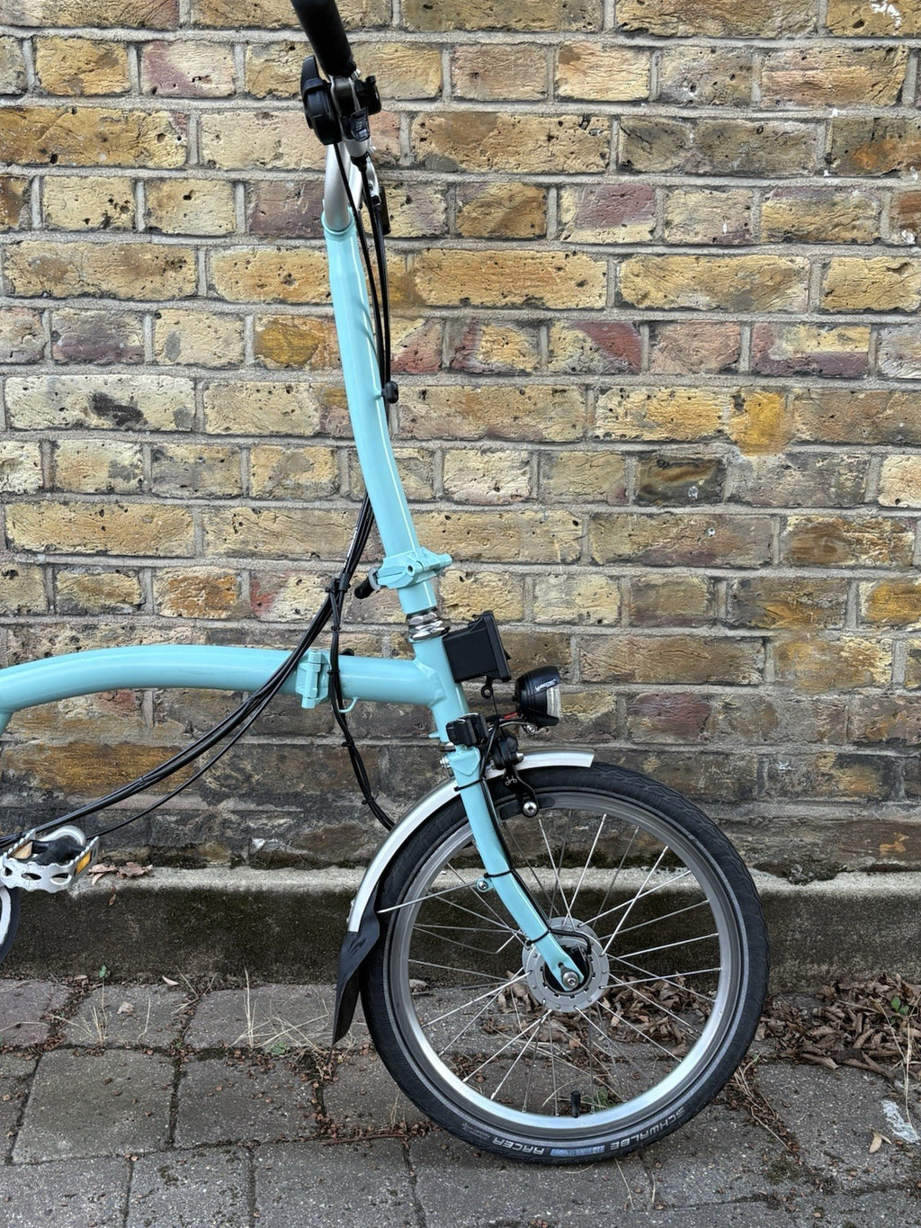 Brompton M6R Folding Bike - Celeste w/ Mudguards, Rack And Dynamo Light Set