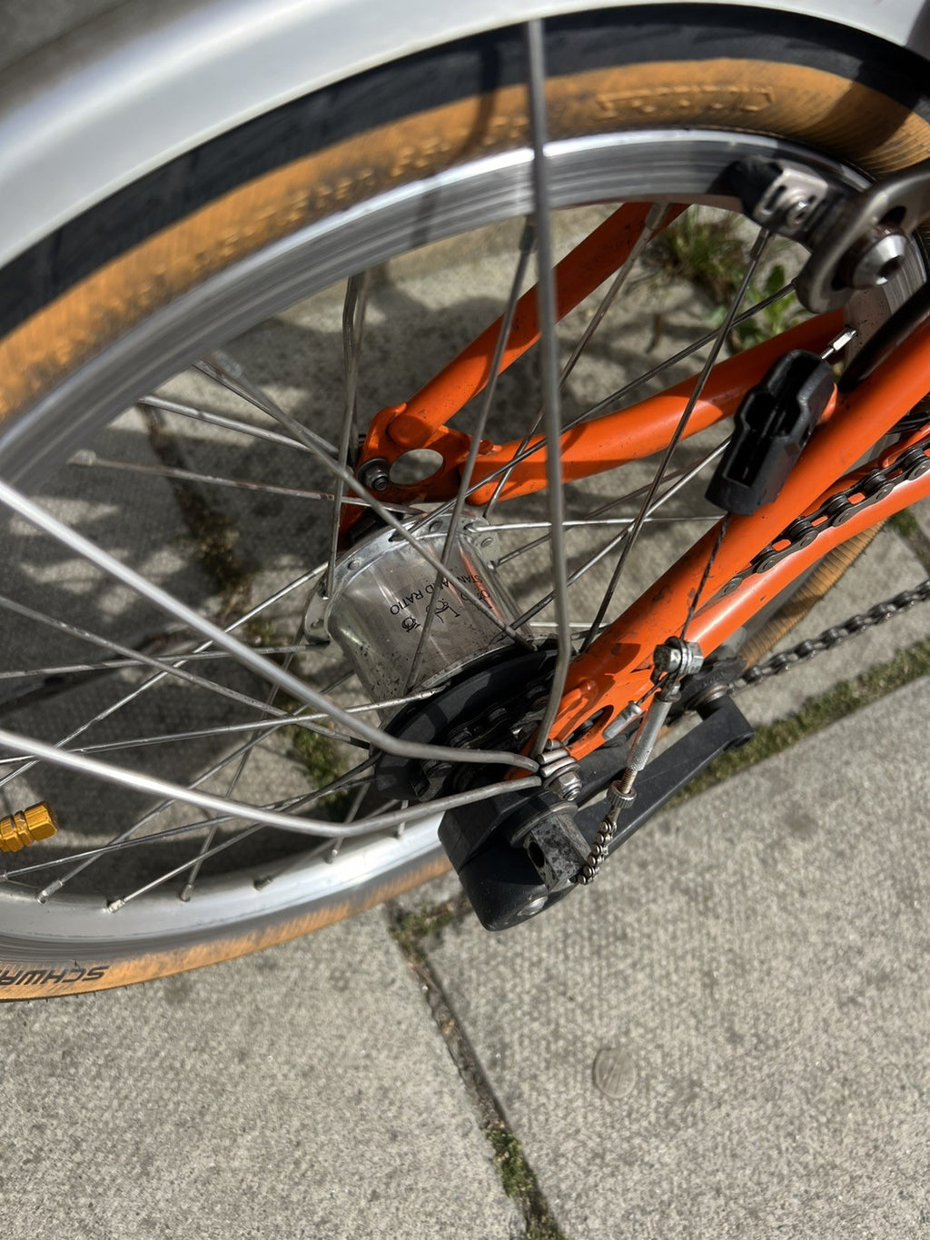 Brompton S3L Folding Bike 3-Speed, Orange + upgrades