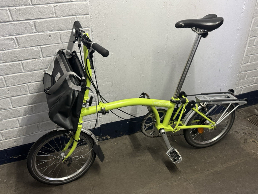 Brompton 2016 2-speed C Line Lime Green Folding Bike with original rear rack