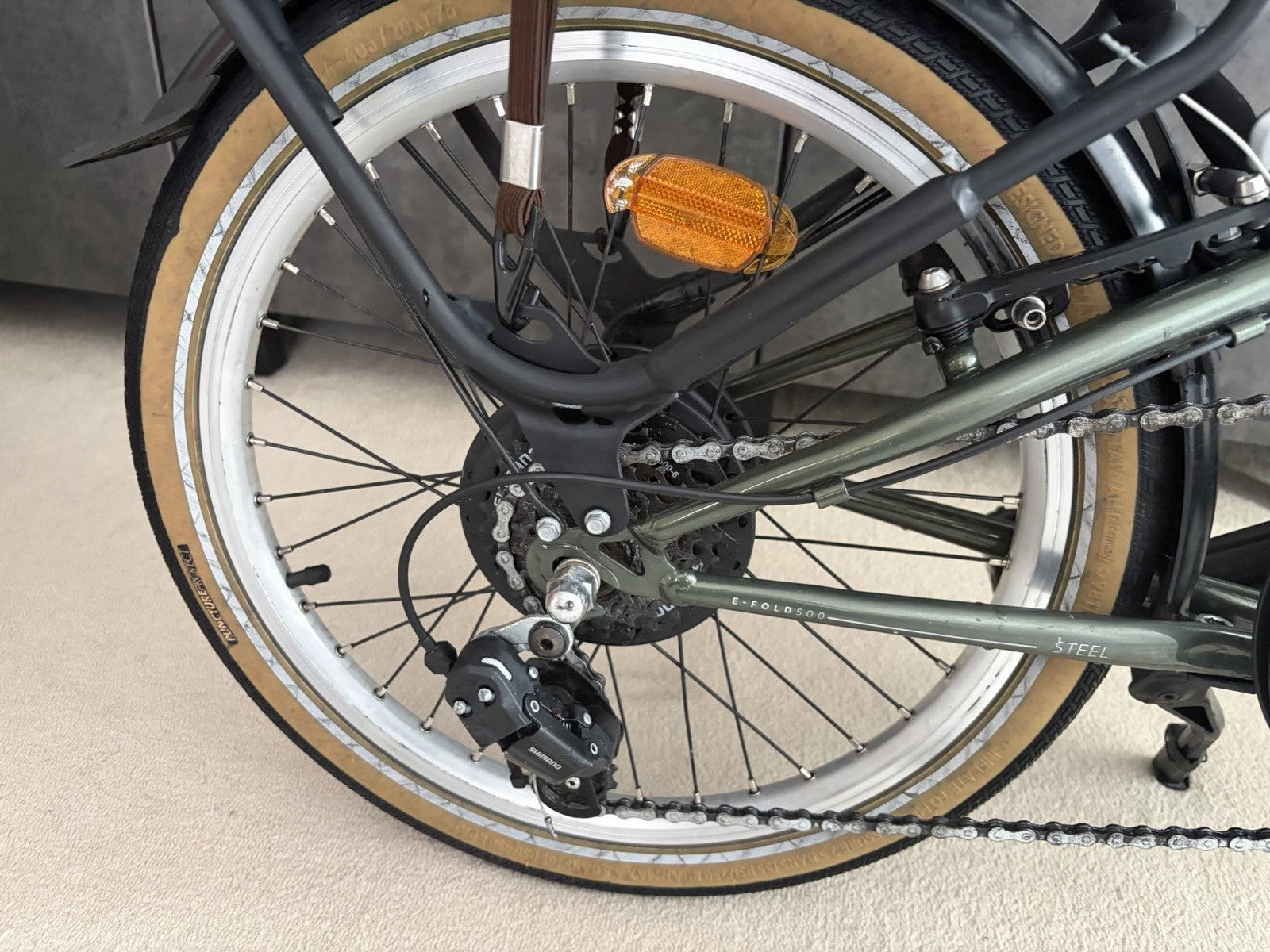 B’TWIN E-FOLD 500-GREEN FOLDING BICYCLE 20" WITH FRONT BAG