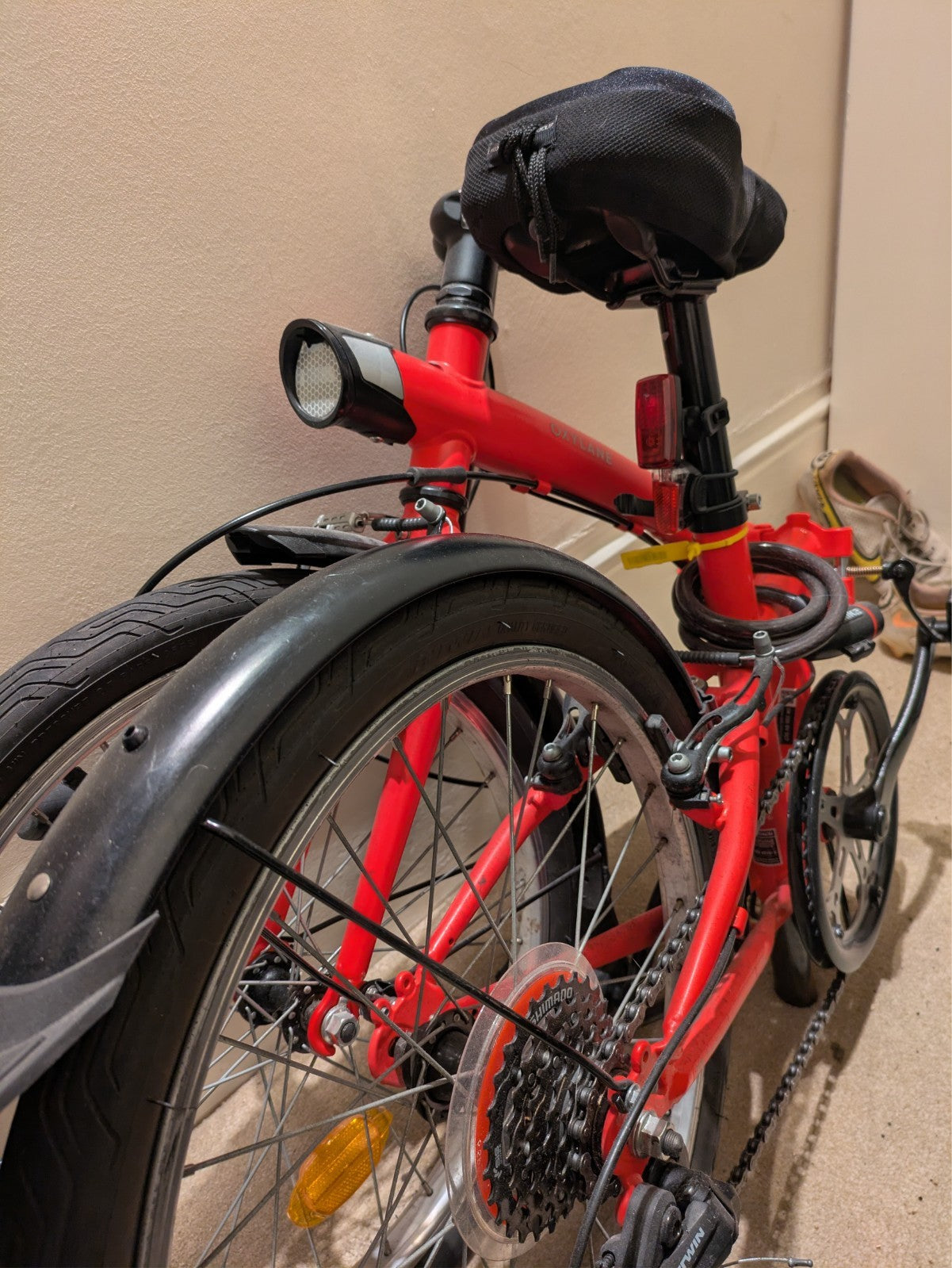 Folding Bike Red – Decathlon BTWIN Tilt 120 – Commuting – Lights, Bell, Fenders