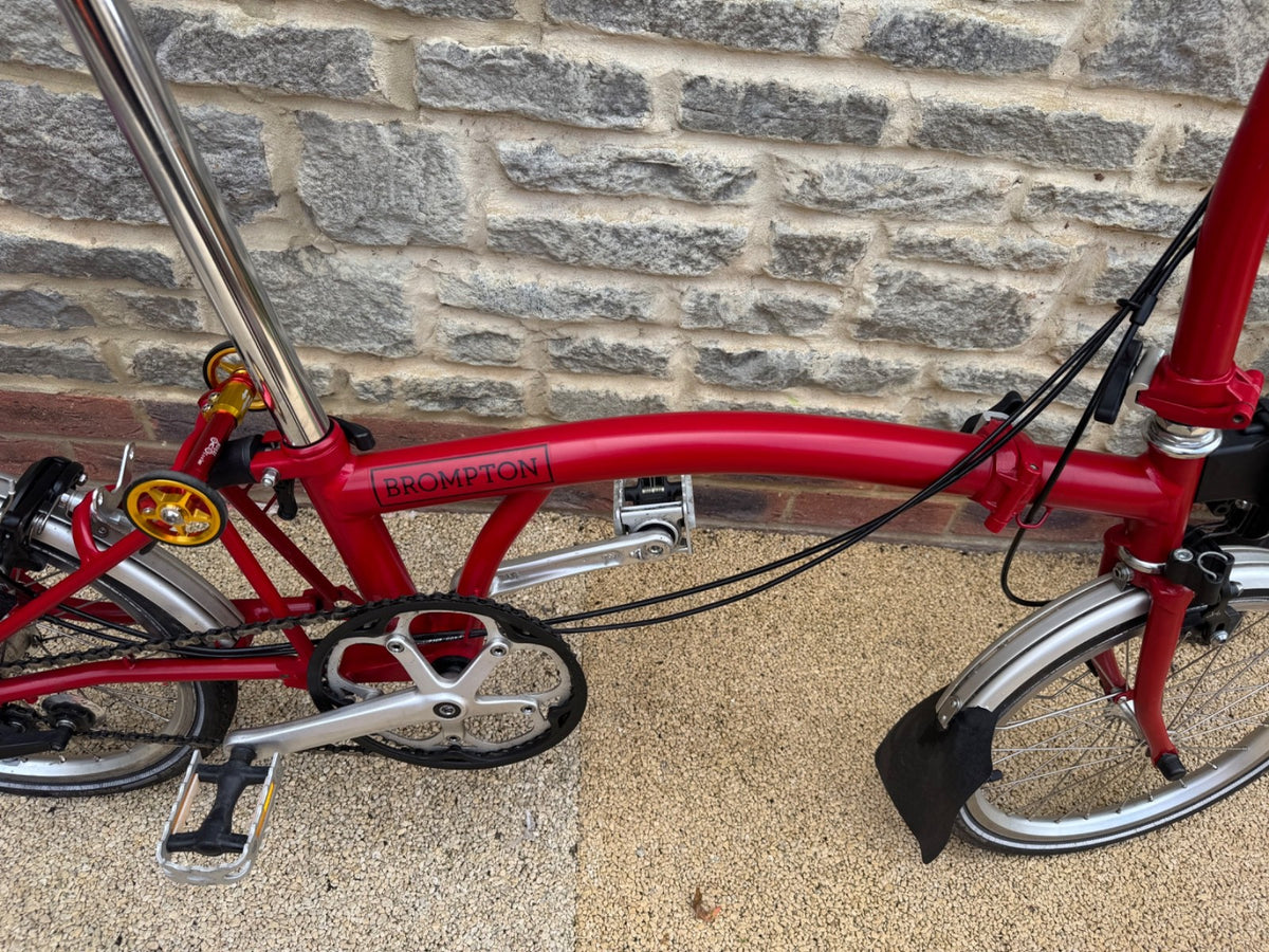 Brompton M3L Folding Bike - Red, 2021 year, Excellent Condition with Easy Wheels