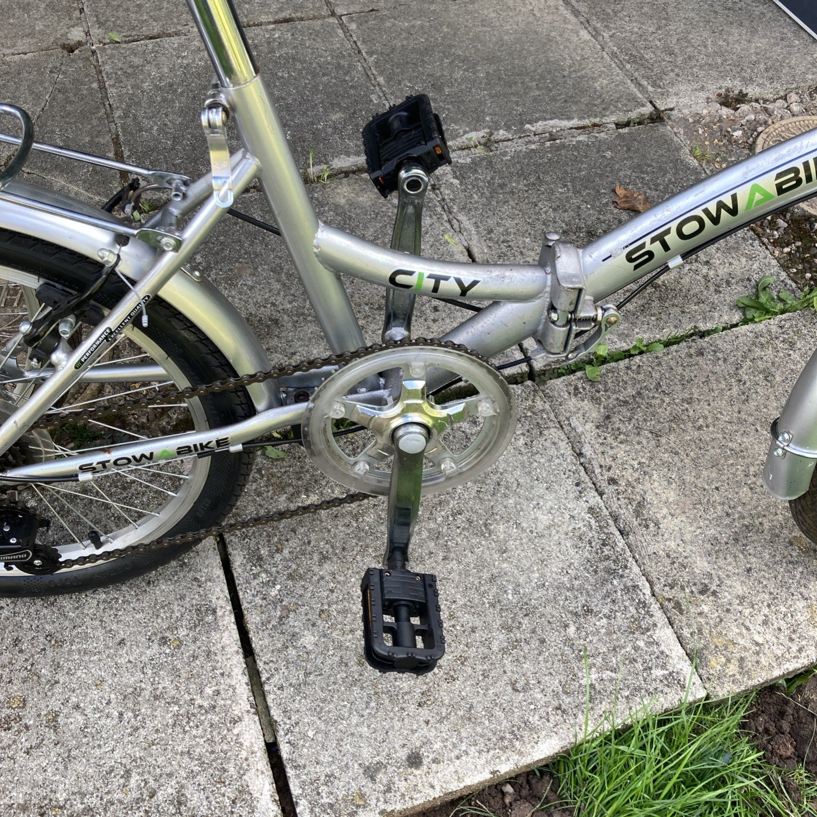 TWO Stowabikes 20in Folding Bikes Silver Rear Rack Mudguards Grip Shifter
