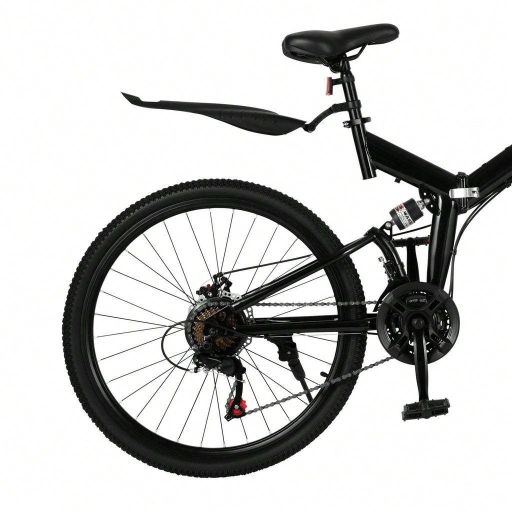 26 in Folding Mountain Bike 21-Speed MTB Bicycle Full Suspension Disc Brake Bike