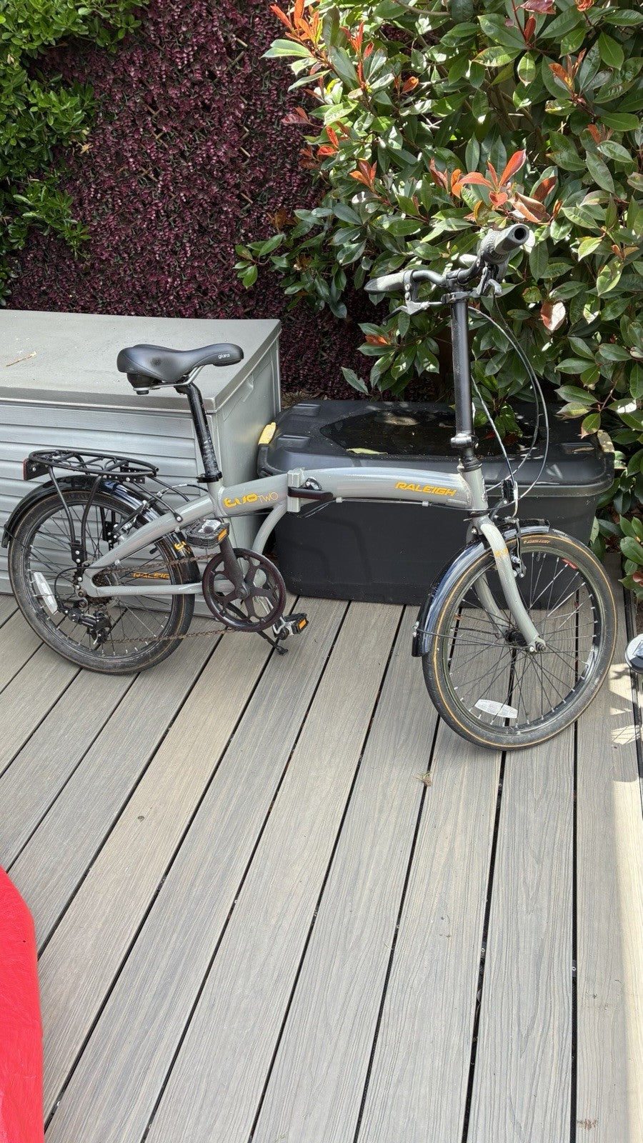 Raleigh Evo TWo folding bike. Rear Hub, Rack, Mudguards