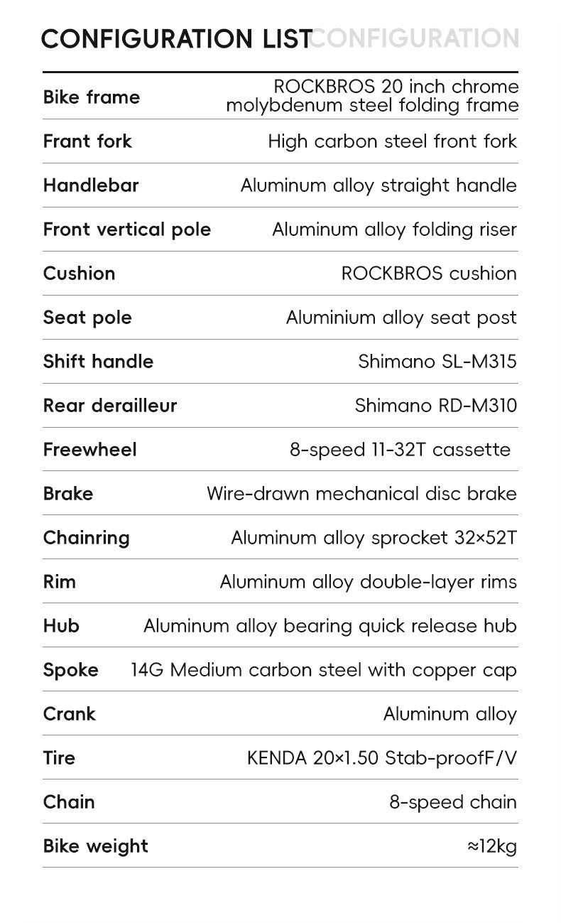ROCKBROS 20 inch Folding Bike 8 Speed, Disc Brake New in box (see description)