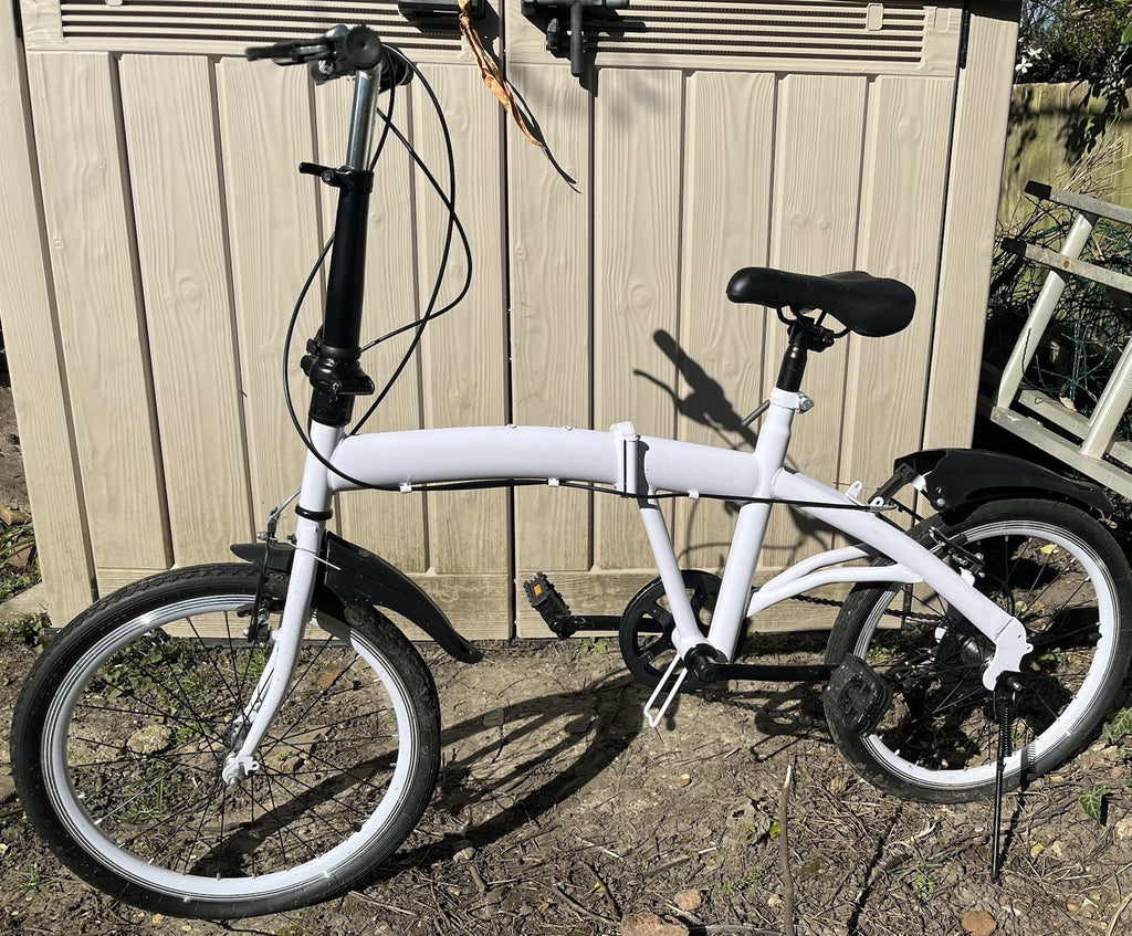 20 inch Unisex Folding Bike Adult City Bike 7 Speed Disc Brakes Bicycle White