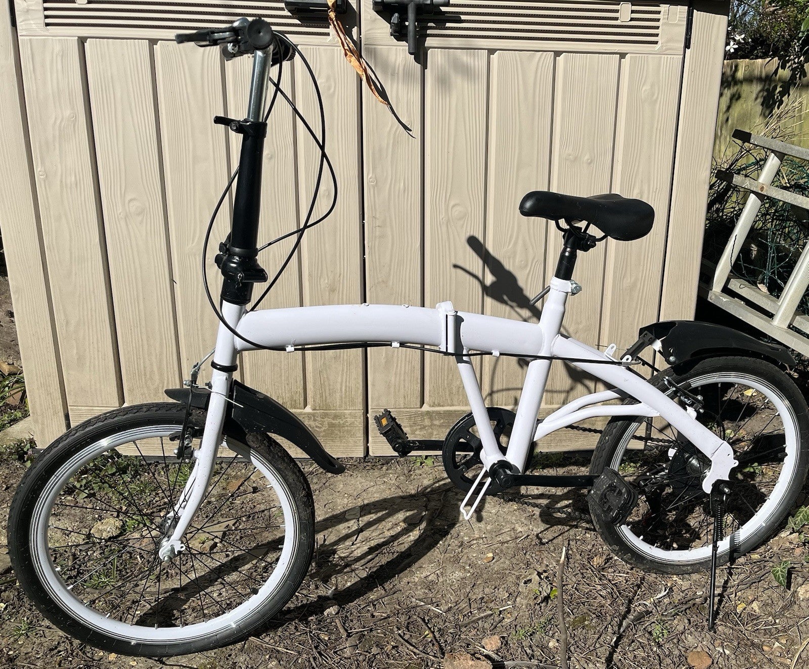 20 inch Unisex Folding Bike Adult City Bike 7 Speed Disc Brakes Bicycle White
