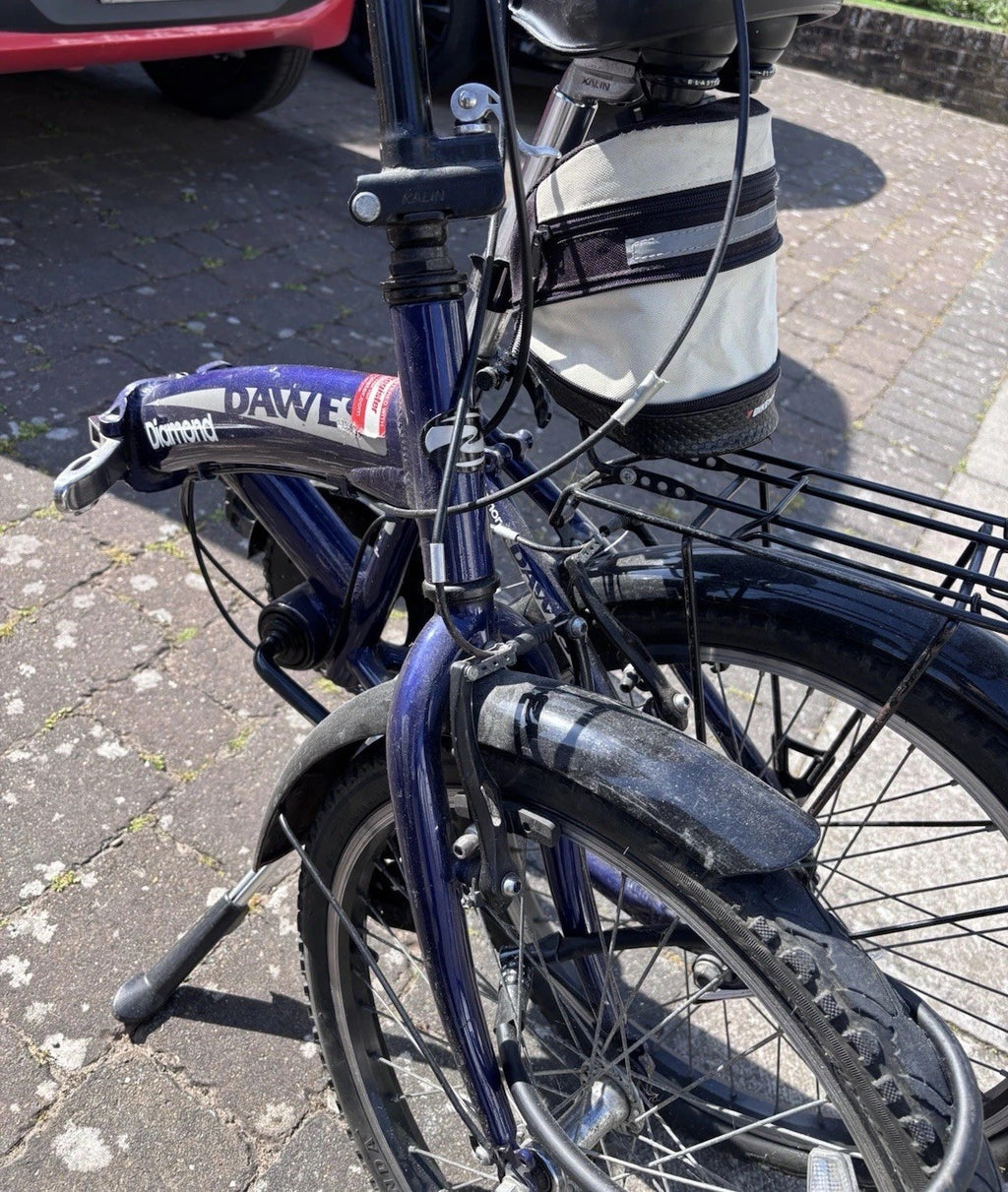 Folding Bike Diamond Dawes 3 Speed Rear Hub, Basket, Saddle Bag.