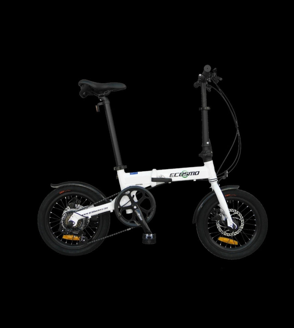 Folding Bicycle Ecosmo 16" Wheel White Alloy 6SP Shimano Gear, Dual Disc-16AF02W