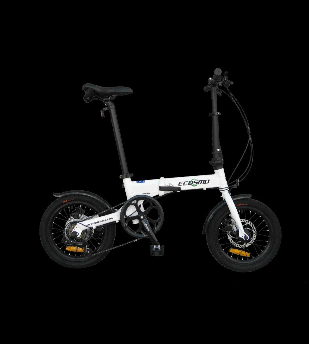 Folding Bicycle Ecosmo 16" Wheel White Alloy 6SP Shimano Gear, Dual Disc-16AF02W
