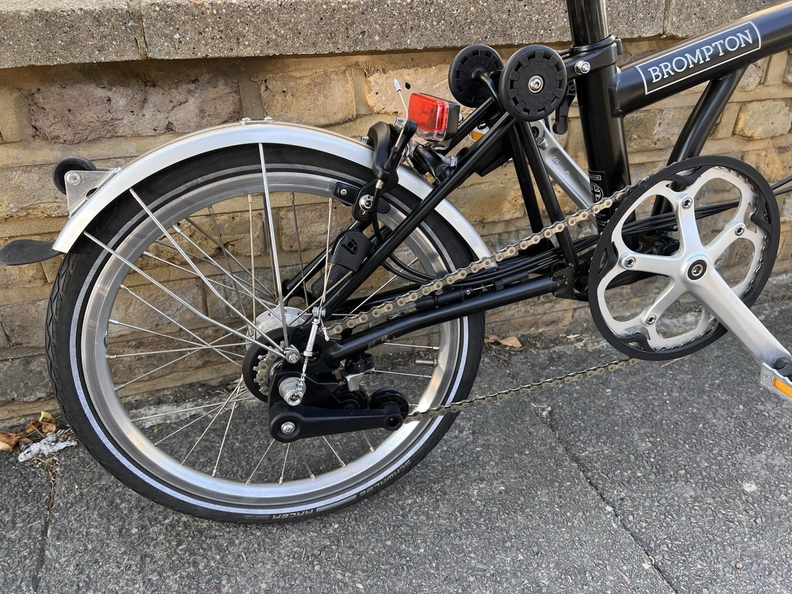Brompton 16in Folding Bike Black/Silver, Mudguards; 6 speed, c2020 C-Line