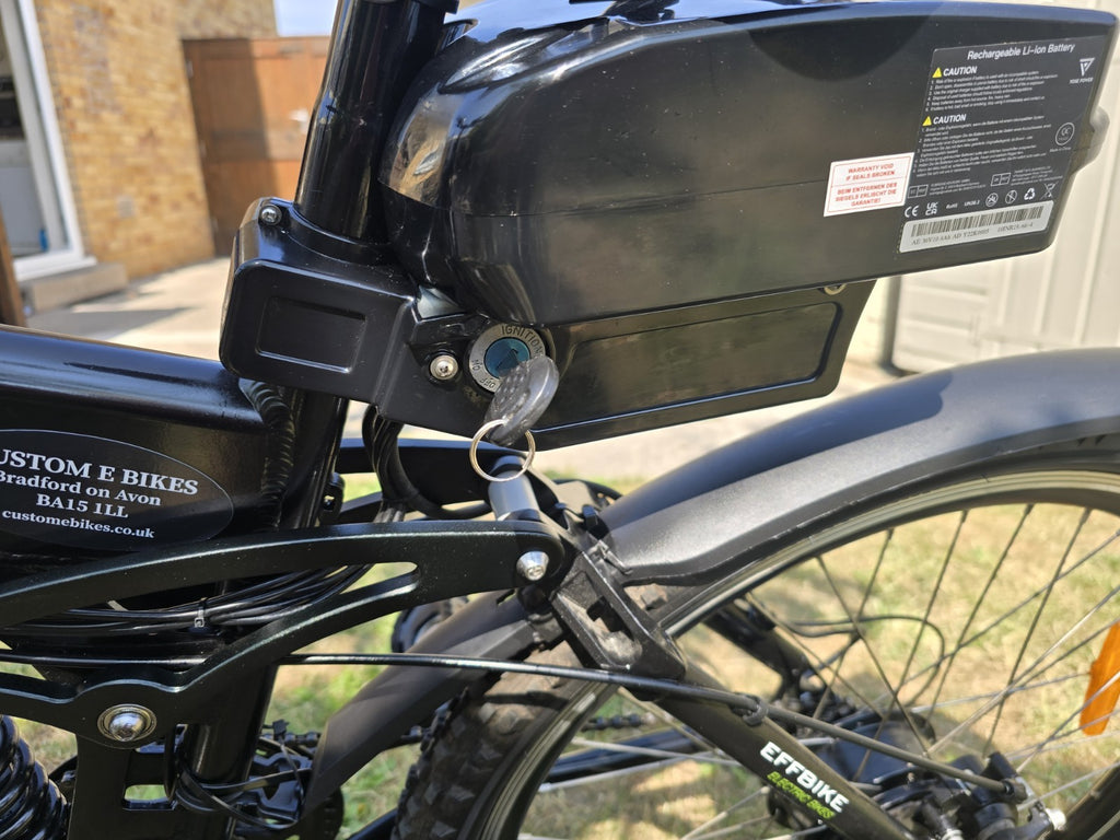Folding Mountain Bike With Full Suspension. 250 watt, 25 to 35mile range
