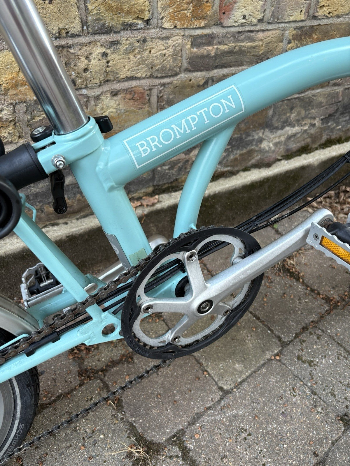 Brompton M6R Folding Bike - Celeste w/ Mudguards, Rack And Dynamo Light Set
