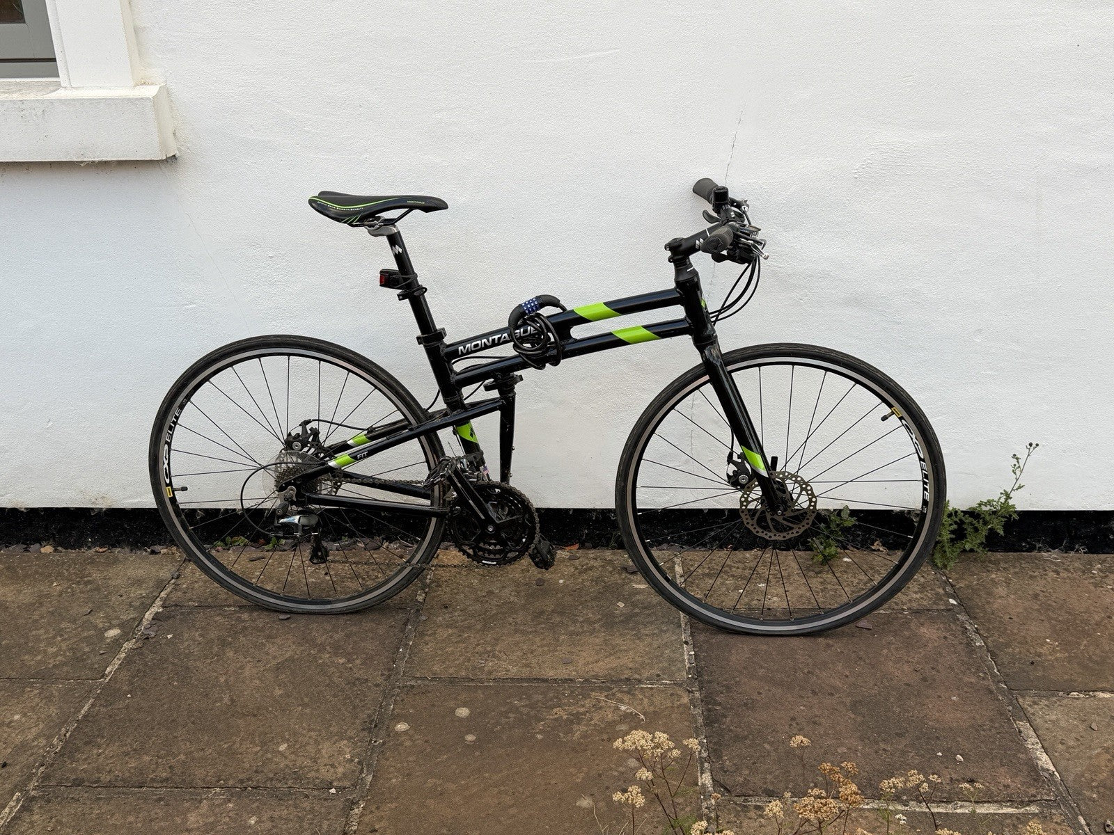 Montague Fit 700C Folding Bike Disc Brakes 27-Speed Flat Bar Black/Green 50cm