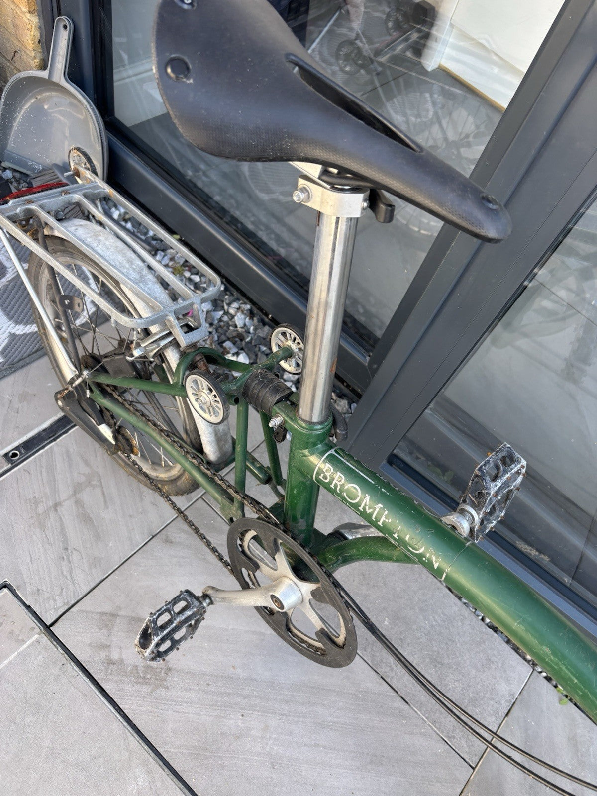 Brompton Green Folding Bike 16in Steel Frame Rear Rack Mudguards Reflectors