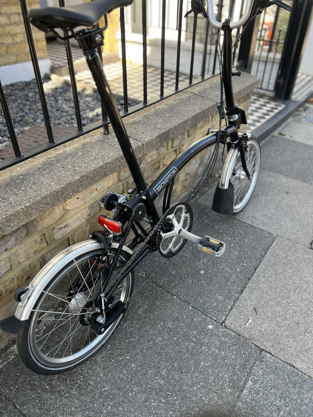 Brompton 16in Folding Bike Black/Silver, Mudguards; 6 speed, c2020 C-Line