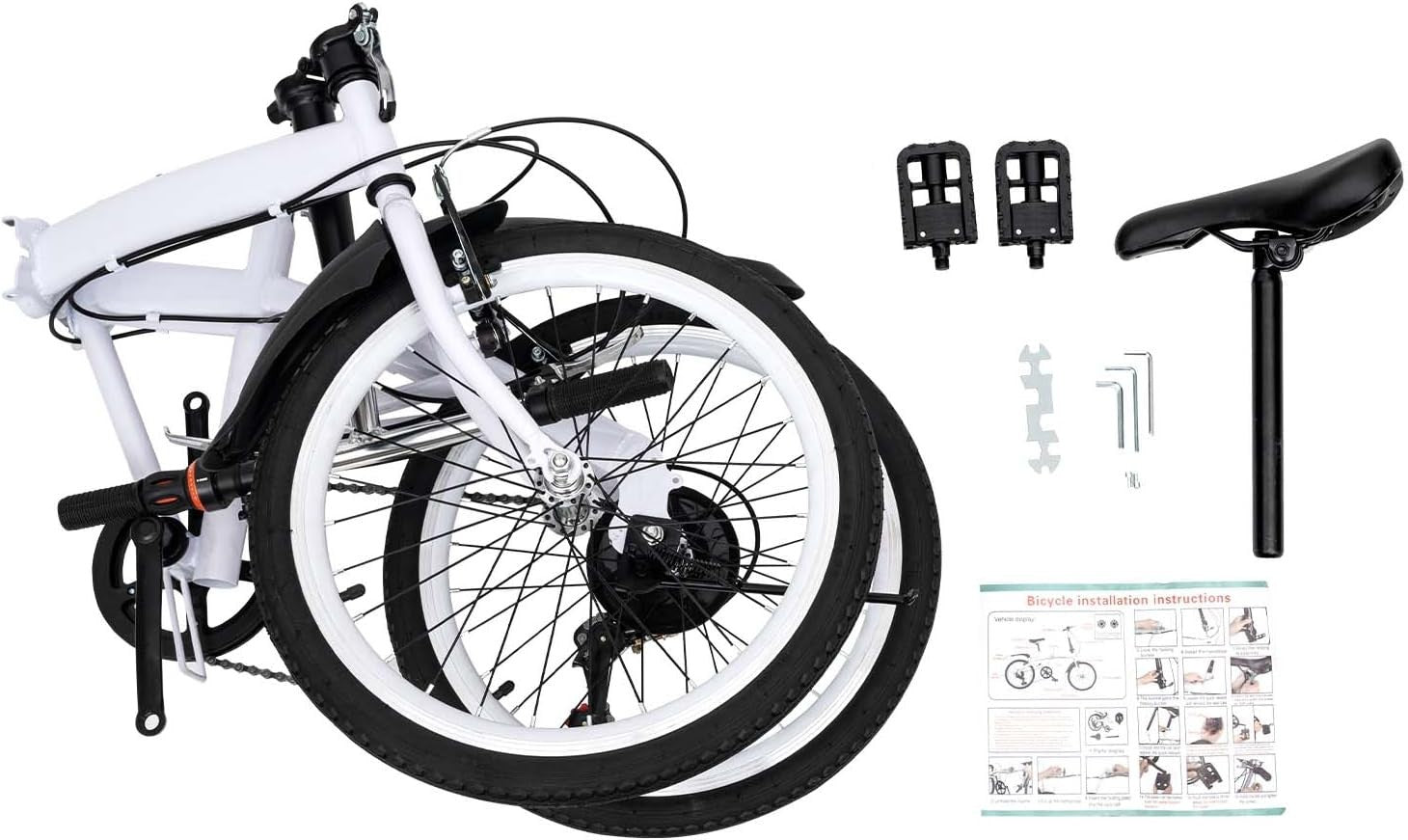 20” Folding Mountain Bike Adult Portable Lightweight 6-Speed City Bicycle