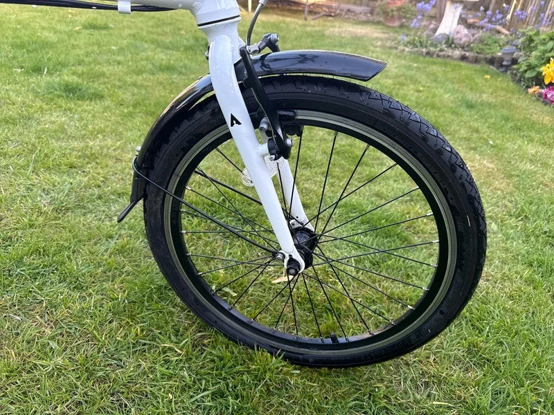 White Folding Bike Foldable City Bike for Adult 20" Commute Bicycle 6 Speed Gear