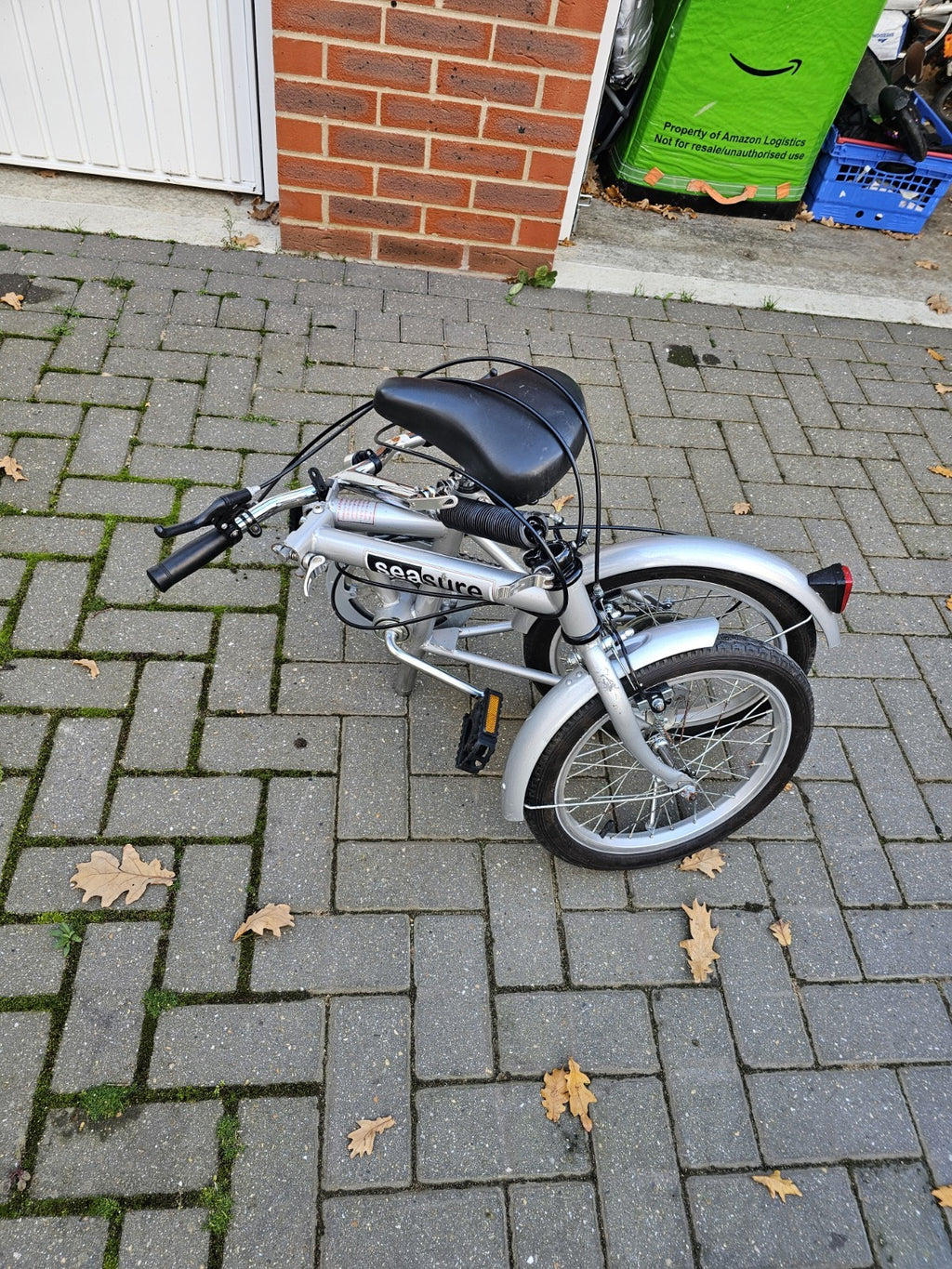 Seasure Folding Bike 16" 6-Speed Compact Lightweight Commuter Silver