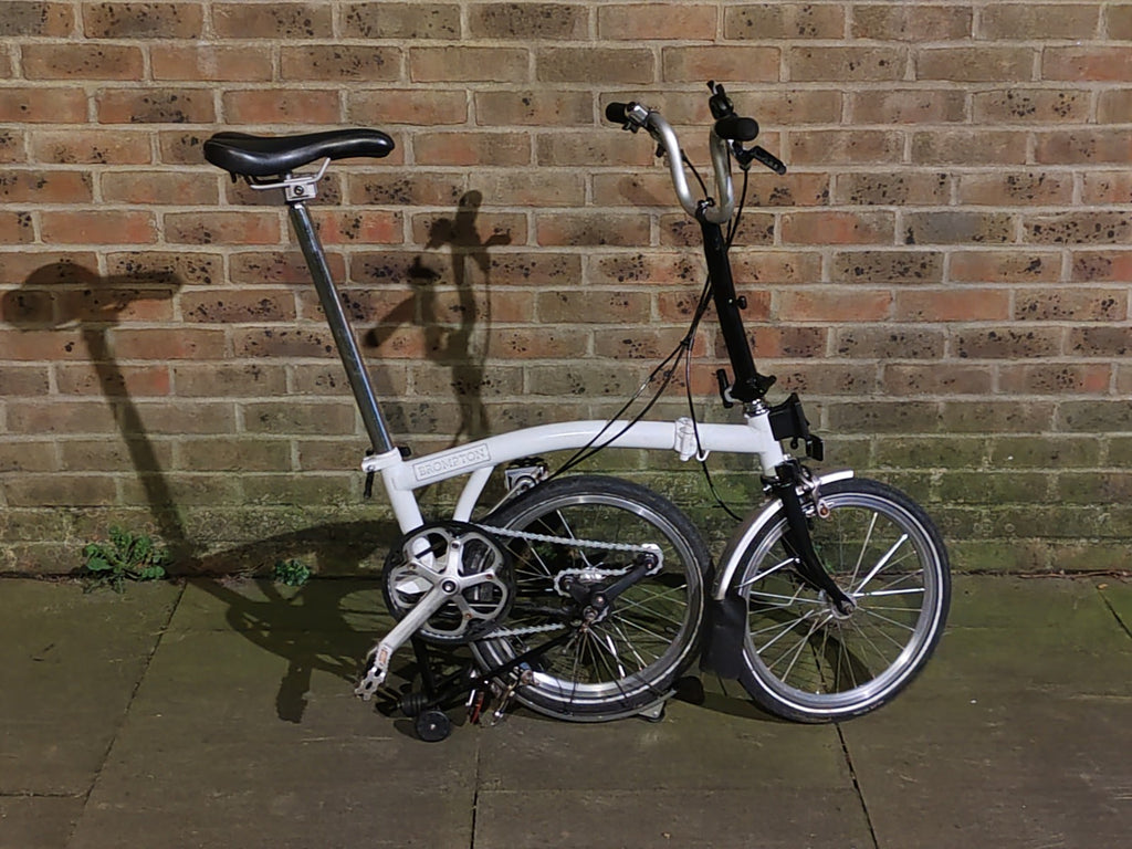 Brompton M3L White 3 Speed Folding Bike High Bar Serviced
