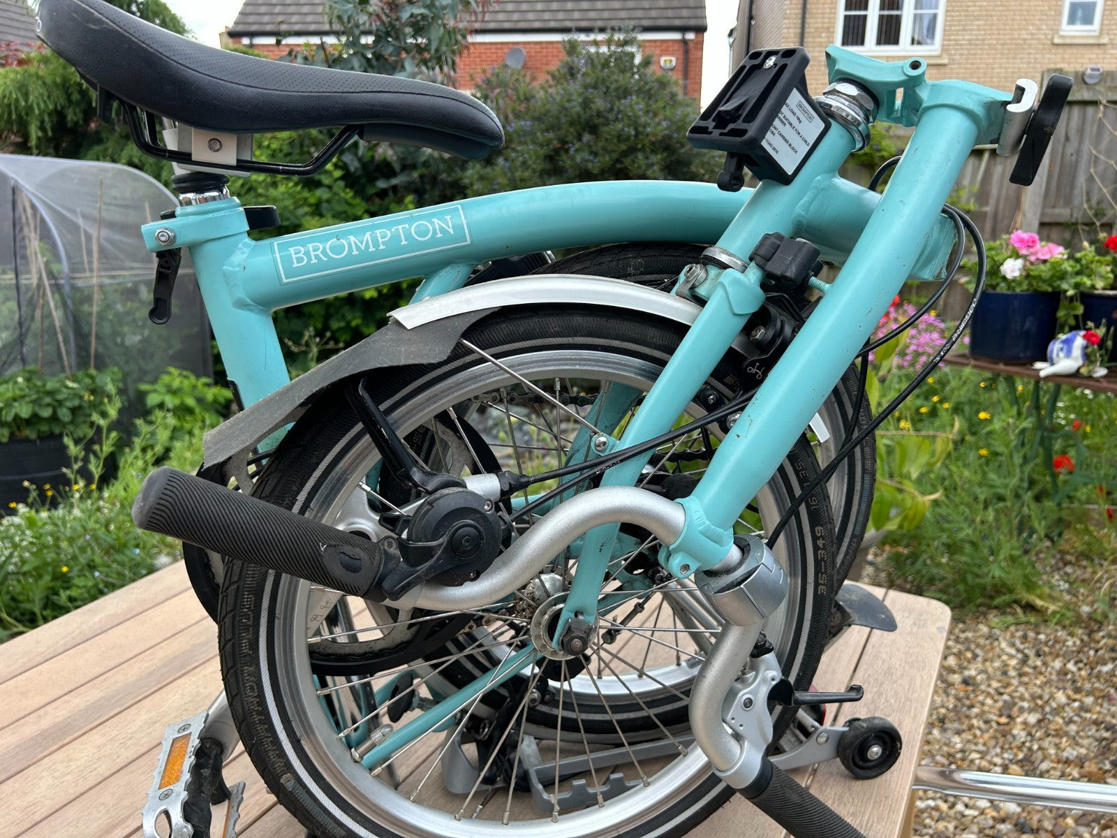 Brompton B75 16" Folding Bike - Blue with C bag and luggage rack