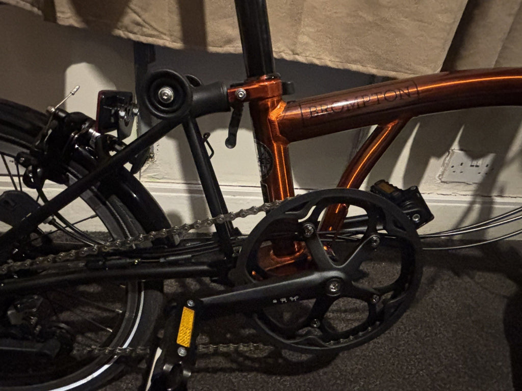 2024 Brompton C Line Flame Red Lacquer low bar 6 speed. ridden less than 5 miles
