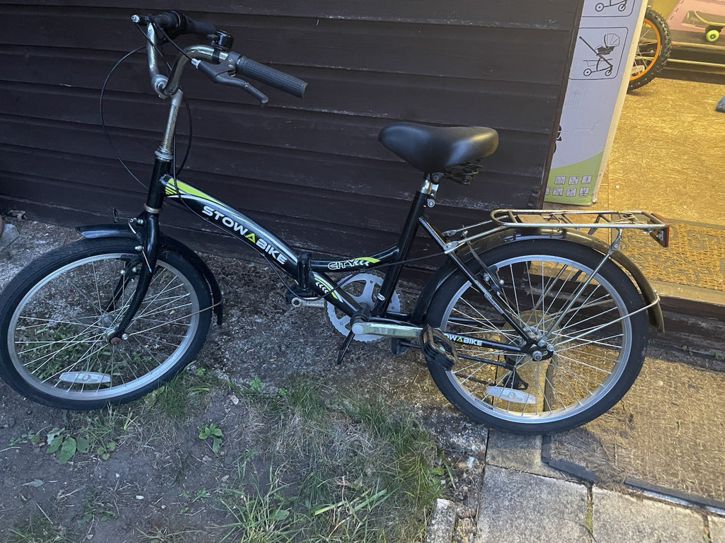 Stowabike Cityk 20in Folding Bike Black/Green with Rear Rack