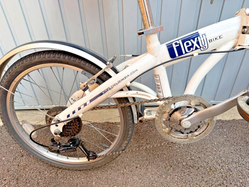 Unisex Mens Womens White Italian Cinzia Flexy Folding Bike