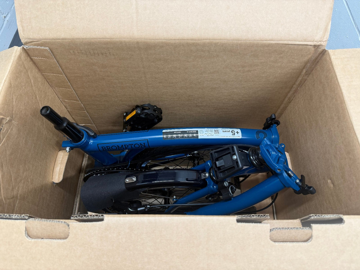 Brompton C Line 2-Speed Mid Handlebar Folding Bike, Ocean Blue, Brompton Lights