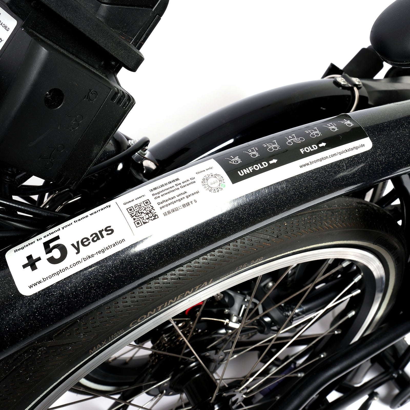 BROMPTON ELECTRIC P LINE 4 SPEED FOLDING BIKE IN BLACK SPARKLE