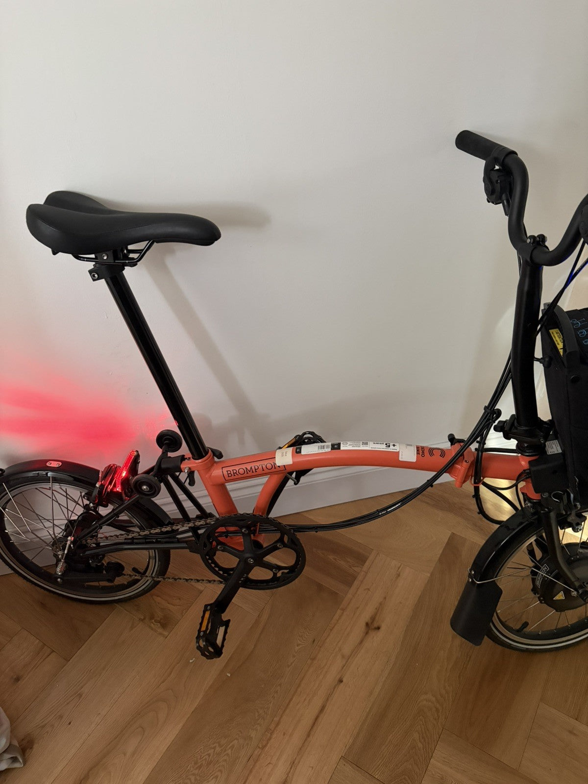 Brompton Electric C Line 6 Speed Folding Bike 2023 - Coral Orange - RRP £3060
