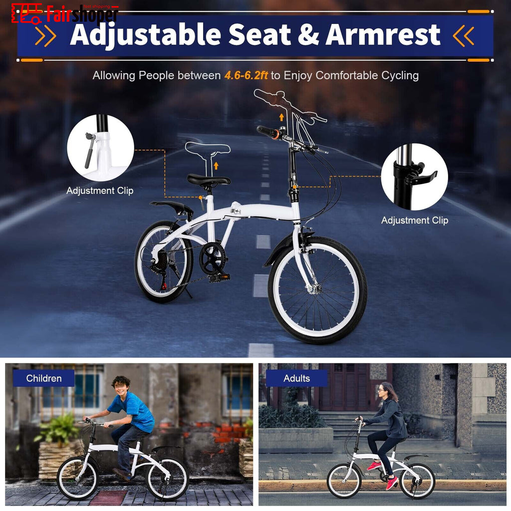 20" Folding Bike Adults Bicycle Lightweight Alloy Bicycle Folding City Bike UK