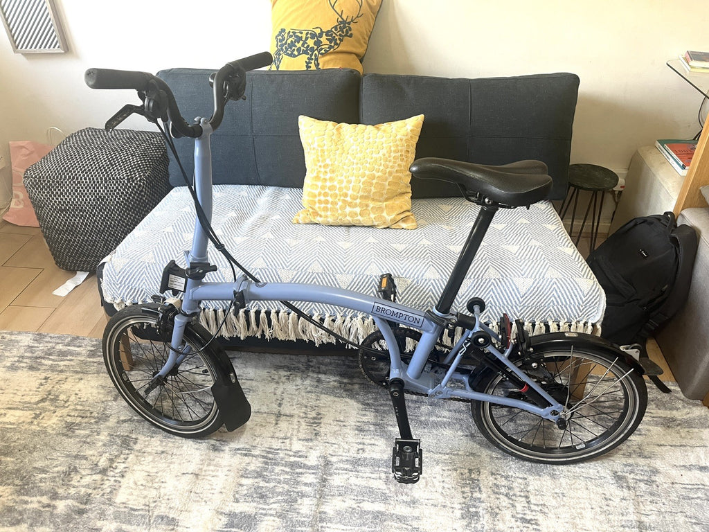 Brompton C Line Explore Mid Handlebar Folding Bike - Cloud Blue M Handlebar 2023