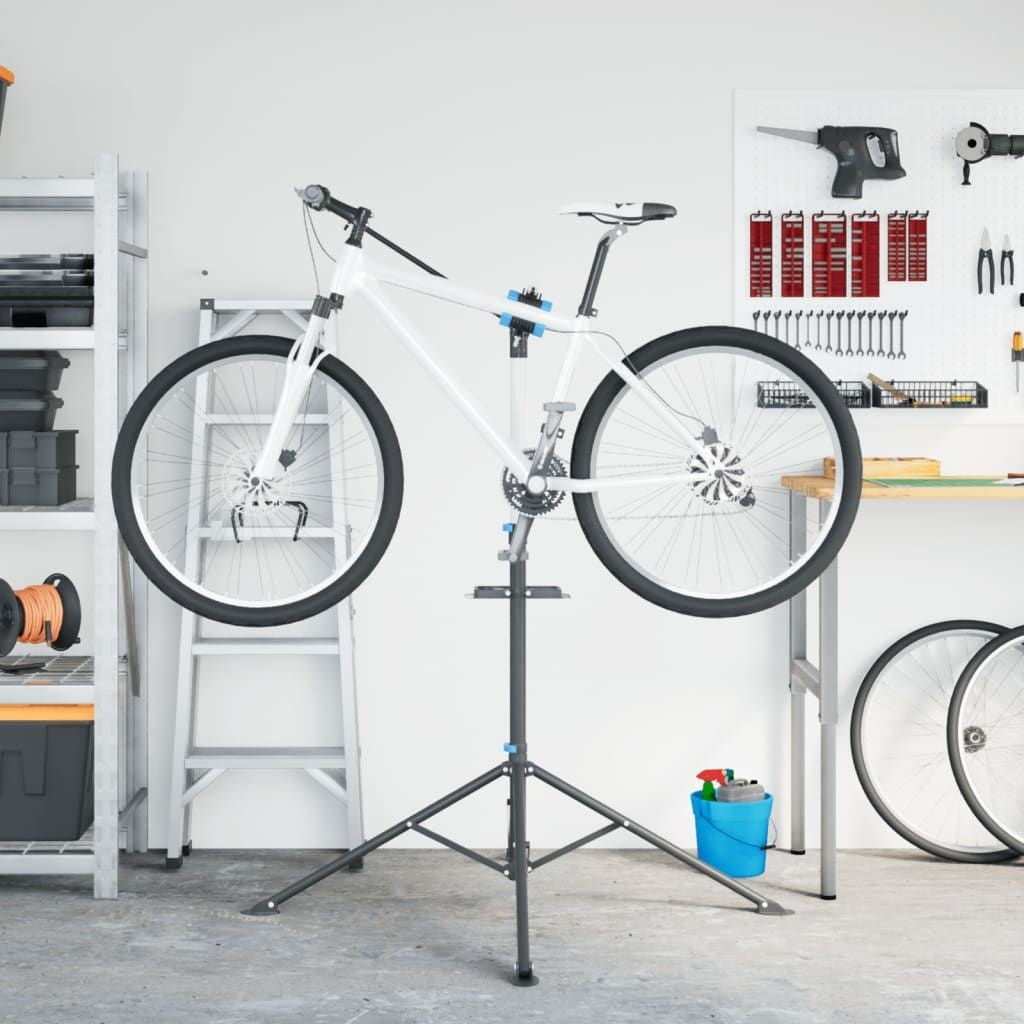 Foldable Bike Repair Stand, Adjustable 108-188 cm, Blue & Black, Steel & TPR