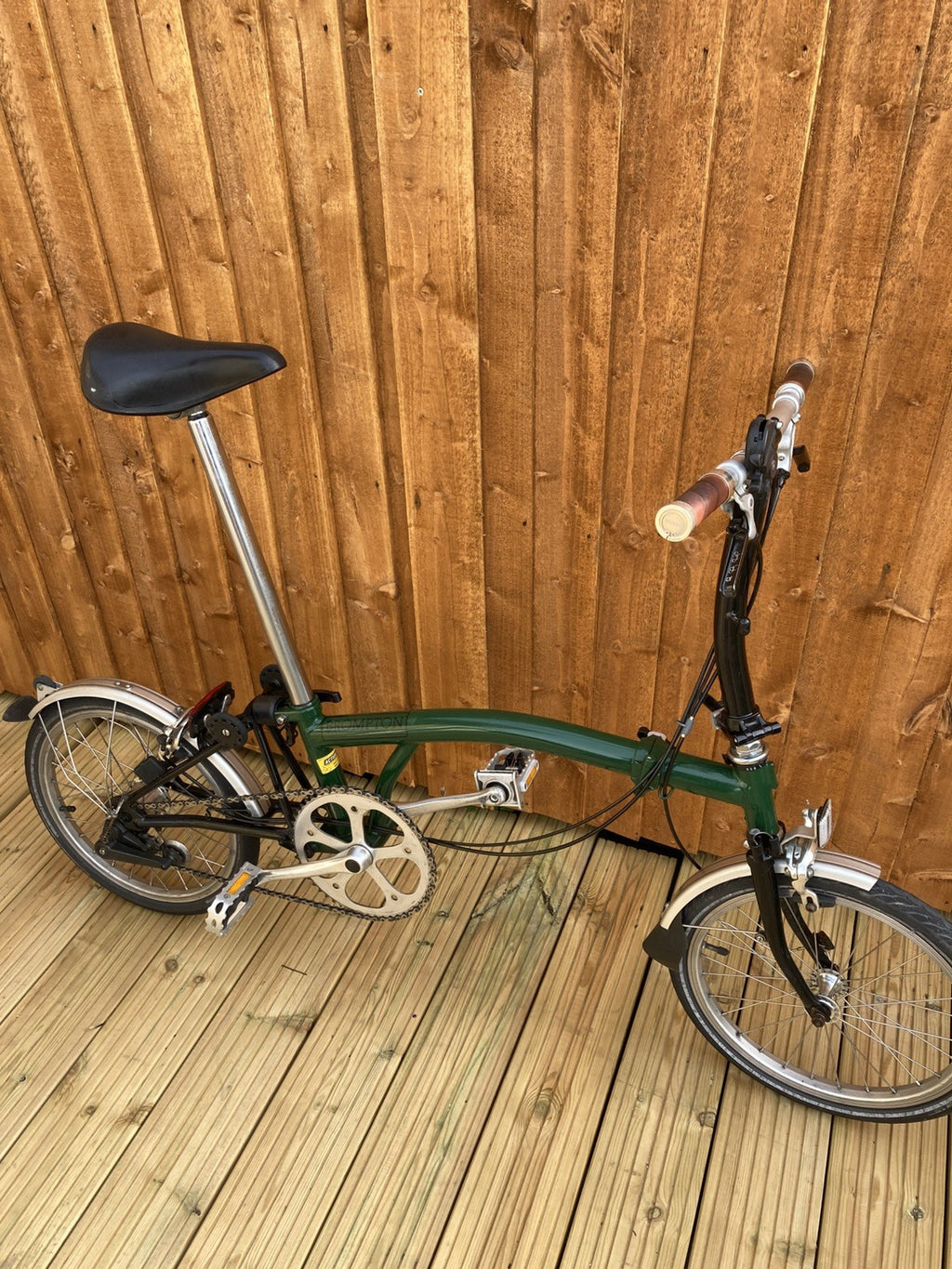 Brompton Racing Green Folding Bike 3 Speed + Brooks Saddle + Brooks Grips