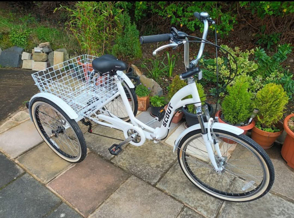 SCOUT® tricycle, adults folding tricycle, 6-speed shimano gears, disc brakes, UK