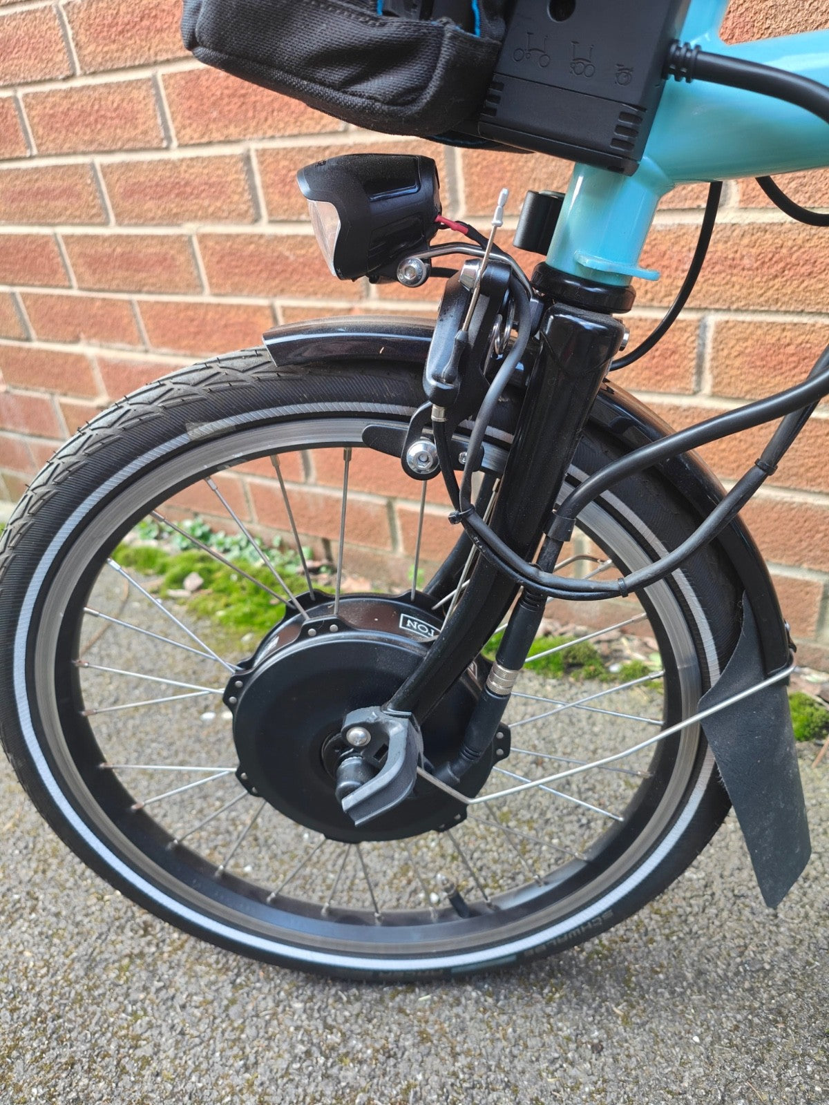 Brompton Electric C-Line, High. 6-speed. Turkish Green. Large and Small bags