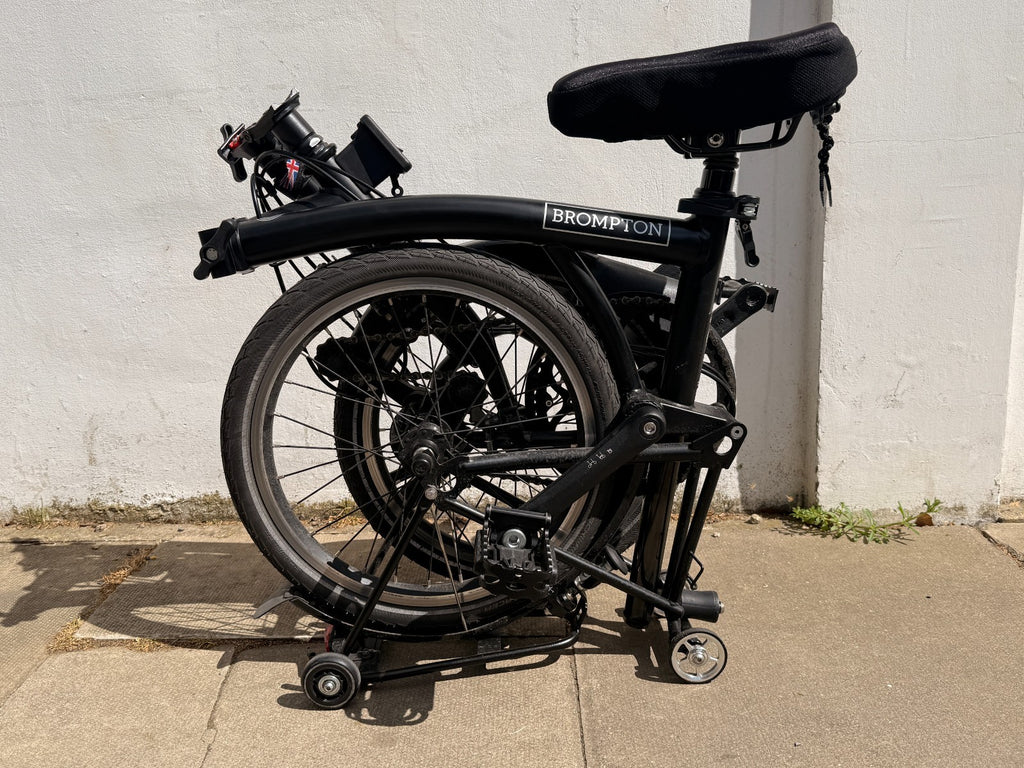 Brompton C line 2-Speed Folding Bike Black + EZ Wheels Upgrades, Very Good