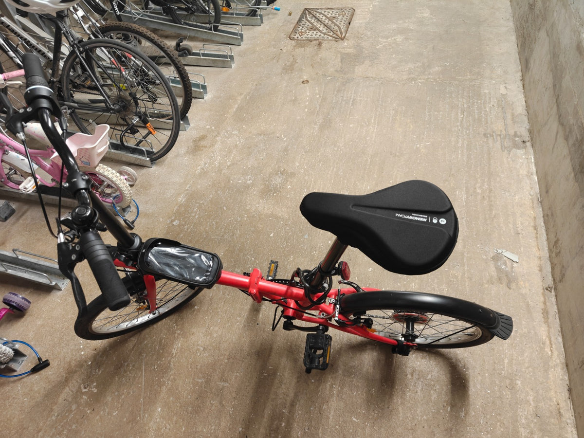 Decathlon BTWIN Tilt 120 Red Folding Bike with Bike Accessories